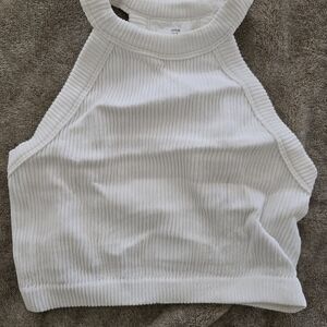 Aerie White Ribbed Crop Top